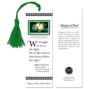 Flower/stamp bookmark with quotation