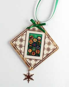 Custom Christmas ornament with gold foil with Girl Scouts stamp