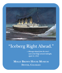 Custom Mousepad Molly Brown House with light blue background and titanic illustration