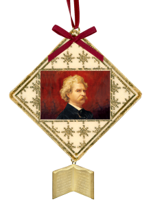 Custom laminated ornament with gold foil Twain image