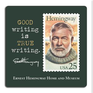 custom coasters - Quotation and Hemingway stamp