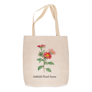 Custom Printed Tote Bag -Flower on linen-weave tote