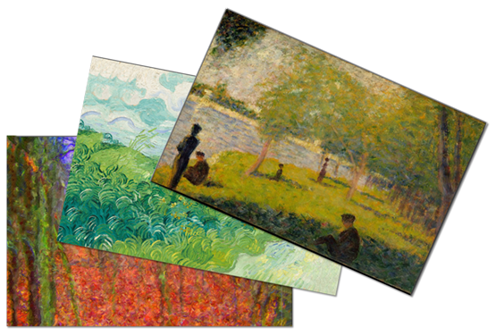 PC-fanned-retina Custom Postcards with paintings shown