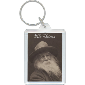 Walt Whitman portrait on acrylic keychain