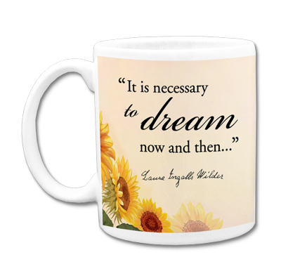 Custom made in USA mug with quotation and full color art