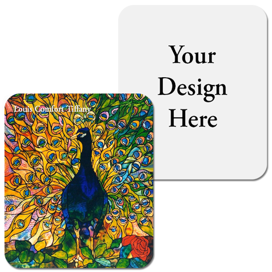 Tiffany multi-color peacock art on mouse pad new to 