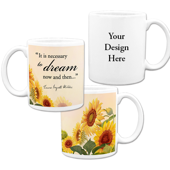 Ceramic mugs with sunflowers and 
